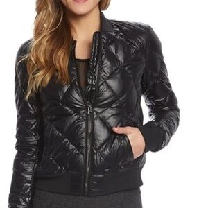Sleek Black Quilted Bomber Jacket